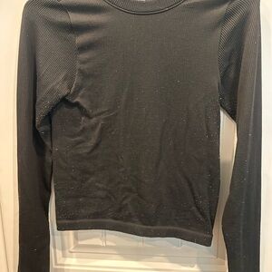 Black Long Sleeve Ribbed Top
